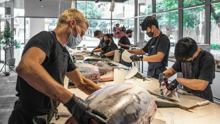 The team at work at Josh Niland's FIsh Butchery Waterloo