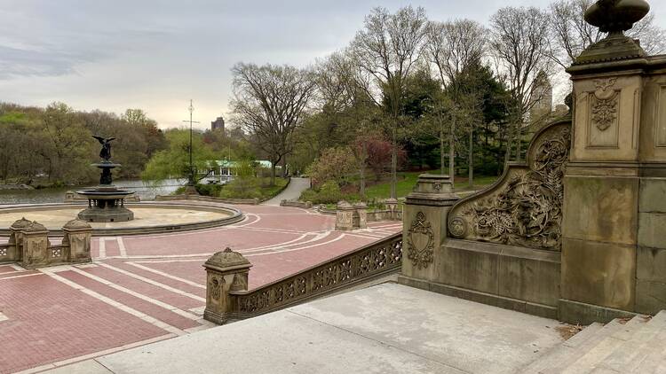 Bethesda Fountain Plaza from west staircase, Central Park