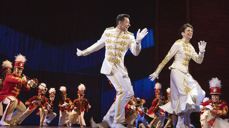 Hugh Jackman and Sutton Foster in The Music Man