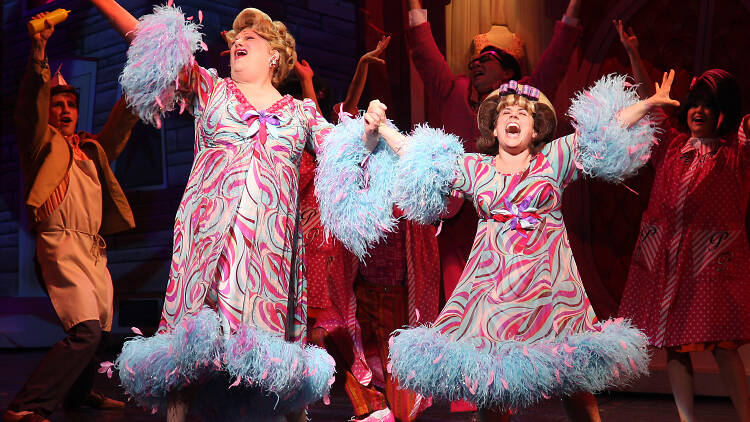 Harvey Fierstein and Marissa Jaret Winokur in "Hairspray" on Broadway in 2008