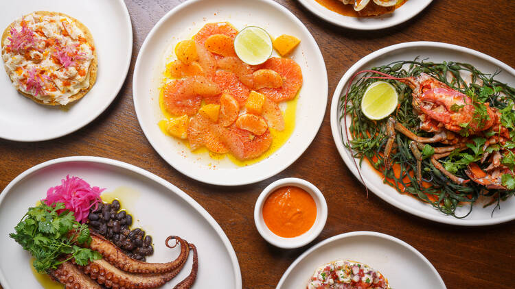 A spread of dishes at Bar Tulix