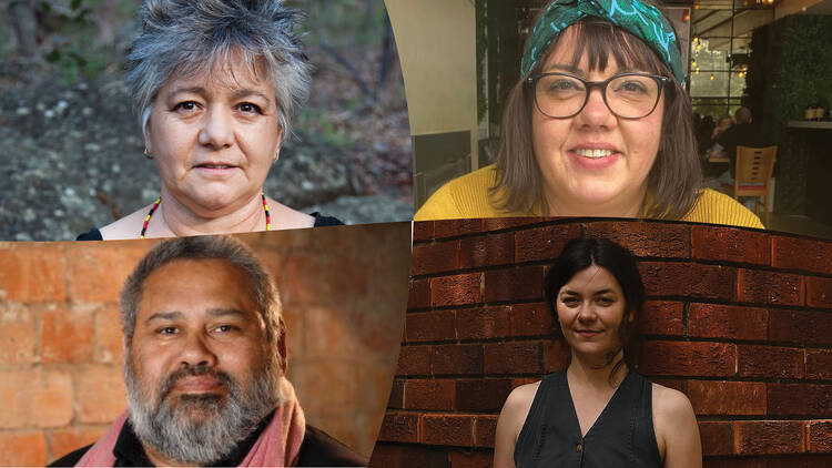 A collage of four First Nations creatives participating in the Blak and Bright literary festival. 