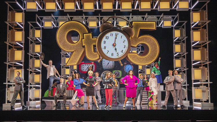 The full cast of 9 to 5 the musical