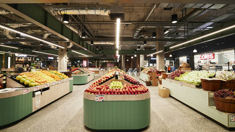 The produce section inside of Richmond Traders. 