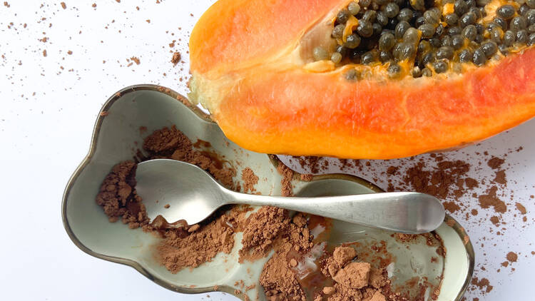 Papaya, aloe vera, and cacao 