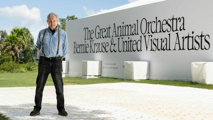 Artist Bernie Krause outside his installation work 'The Great Animal Orchestra'  