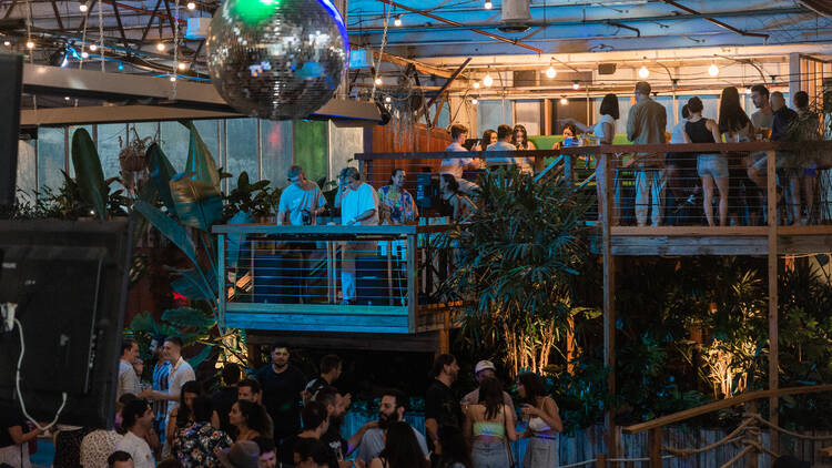 A DJ party at Moon Dog World.