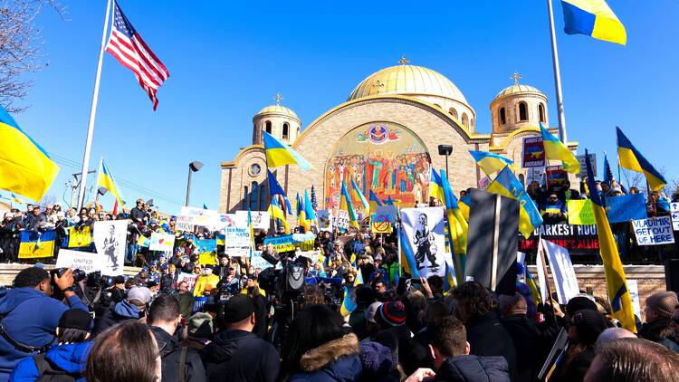 Protest for Ukraine in Ukrainian Village, Chicago