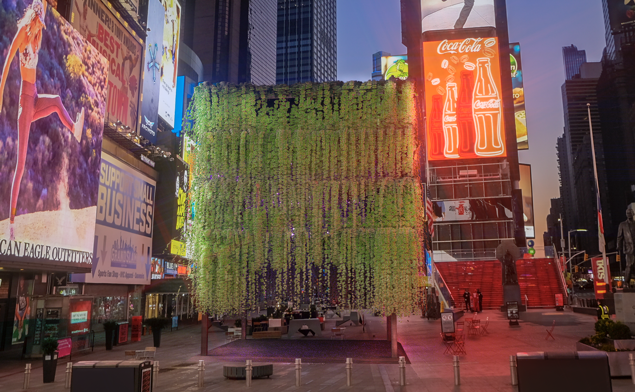 A tower of laurels is coming to the middle of Times Square