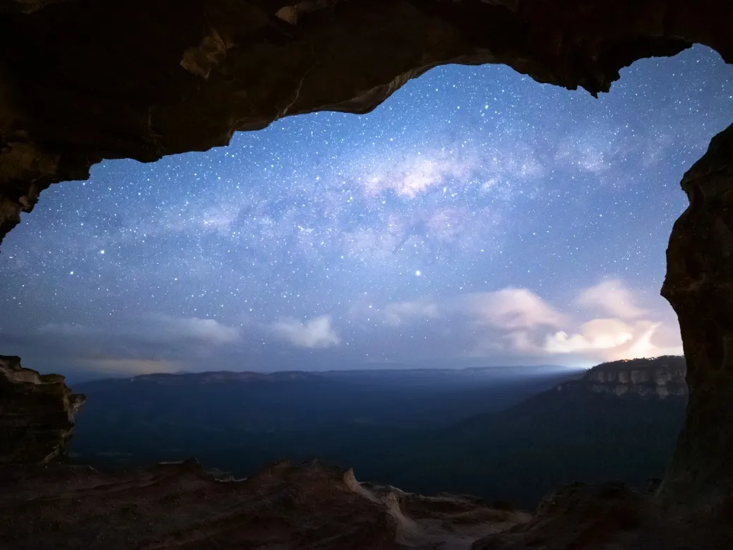 A view of stars from Lincolns Rock, Wentworth Falls, Blue Mountains