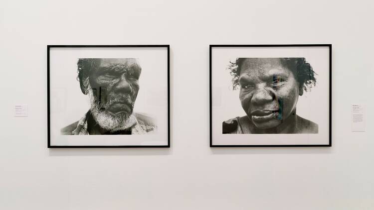 Two photographs in Who Are You: Australian Portraiture