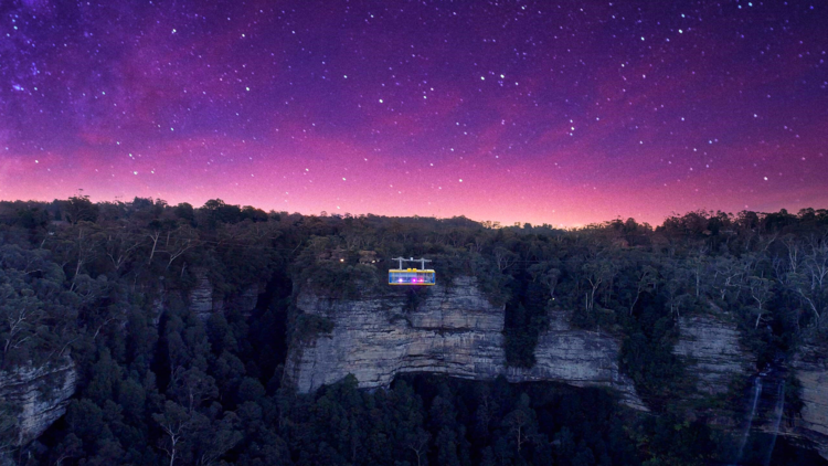 Light Up the Night cable car nightclub in the Blue Mountains