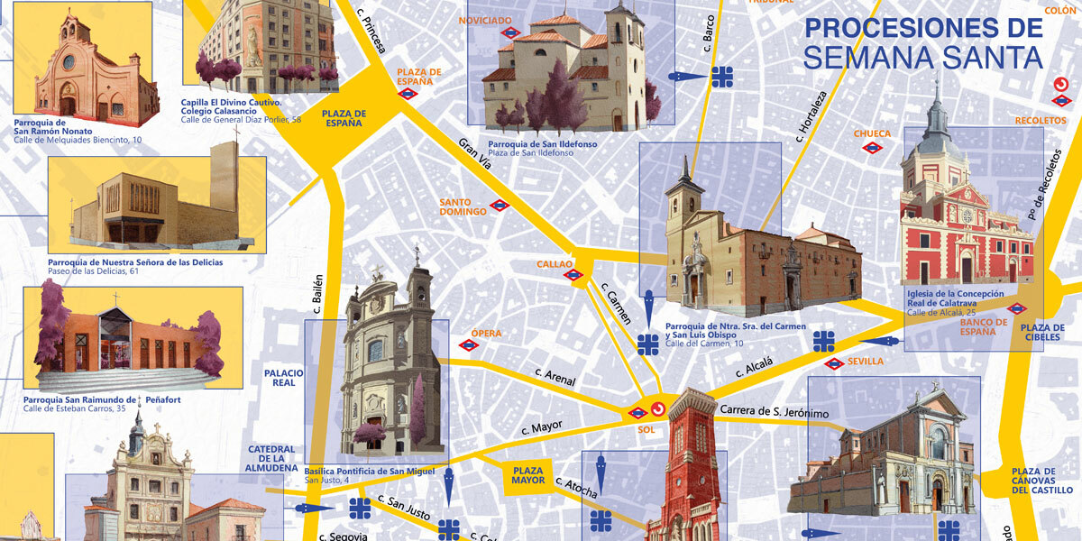 Mapa ilustrado Semana Santa Madrid