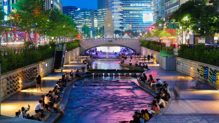 The Cheonggyecheon stream in Seoul