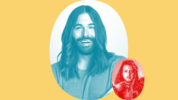 Queer Eye host Jonathan Van Ness on a blocked out background.