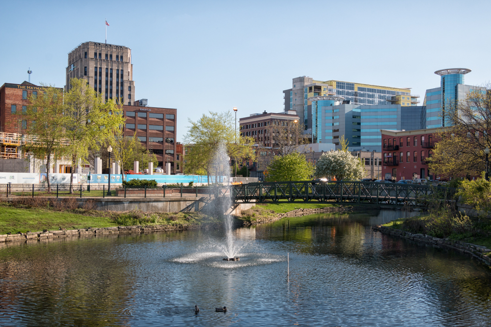 Arcadia Creek in Kalamazoo, Michigan, was daylighted between 1982 and 1995