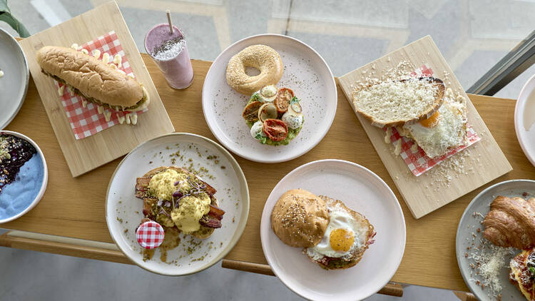 Bagels, eggs Benedict and a smoothie at Lorna Melbourne