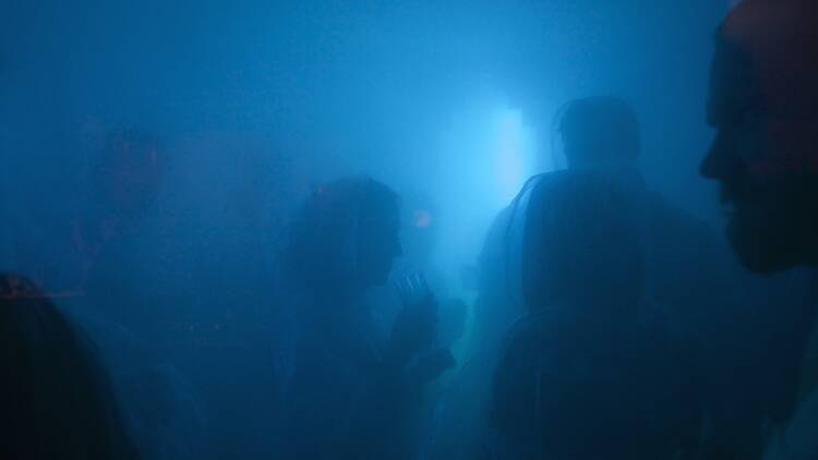 People in a dense fog.