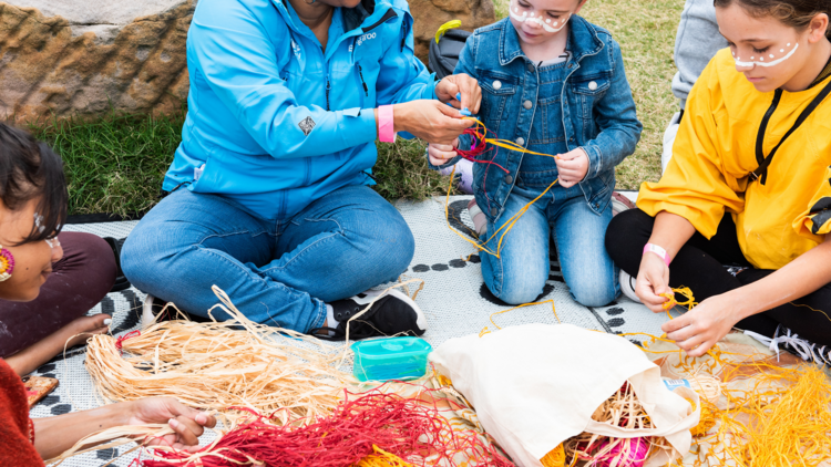 A weaving workshop at Damulay Ngurang's Mother's Day celebrations