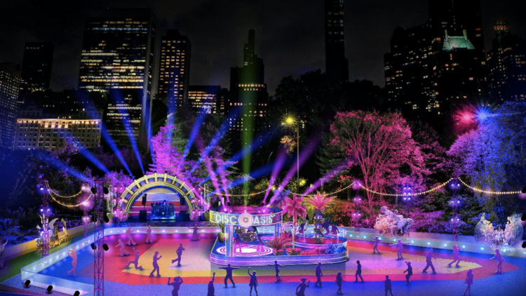 Get your disco on in Central Park's giant, glittery disco roller rink