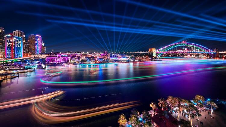Vivid Sydney lights on the harbour