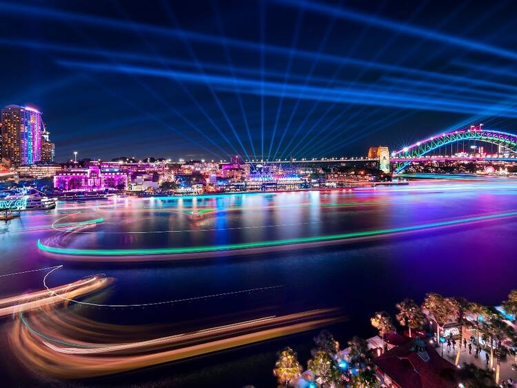 Vivid Sydney lights on the harbour