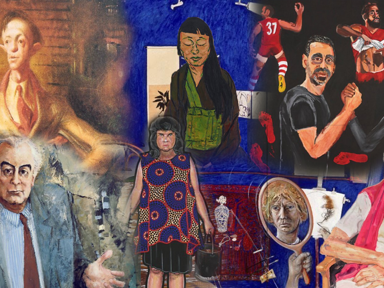 A collage of previous winners of the Archibald Prize