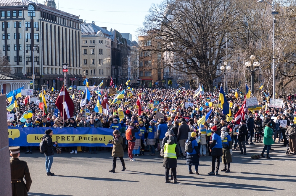 An anti-war protest in Riga