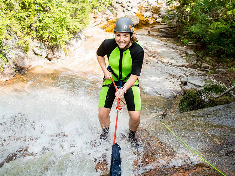 Waterfall rappelling | White Mountains, NH