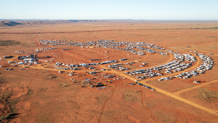 Aerial shot of the festival ground at the Mundi Mundi Bash 