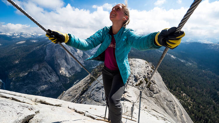 Climbing up the famous cables to the top of Half Dome.