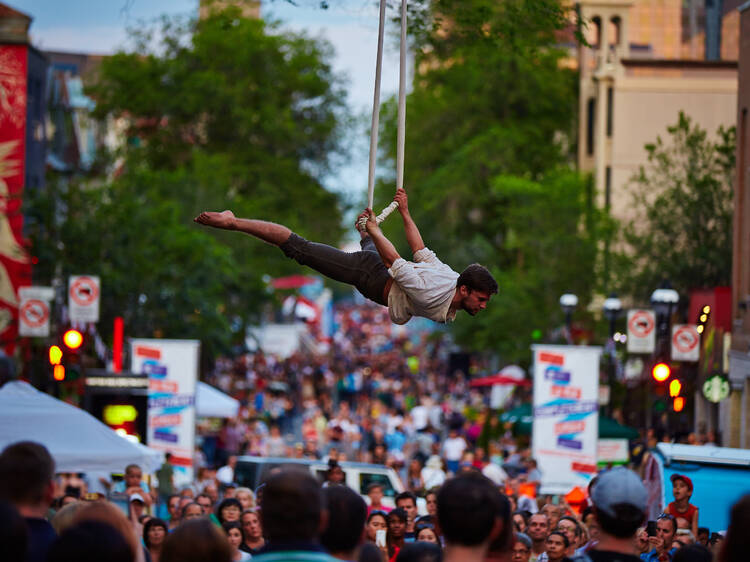 Take in free shows with 52-foot circus giants