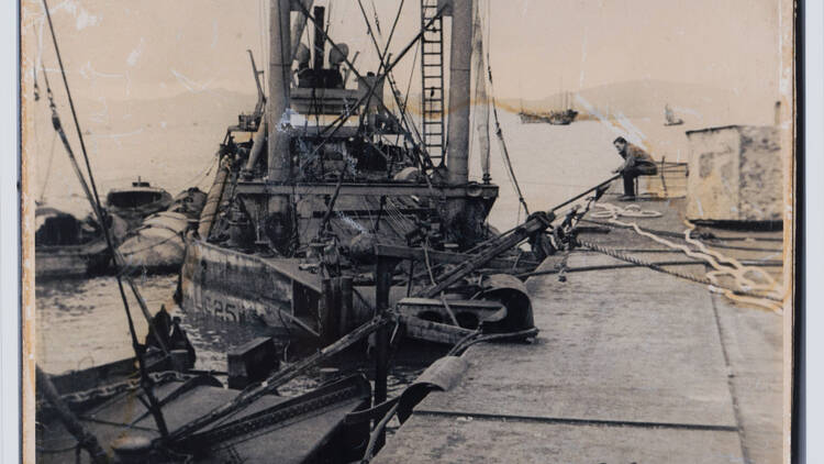 A photo of damaged Kowloon dockyards