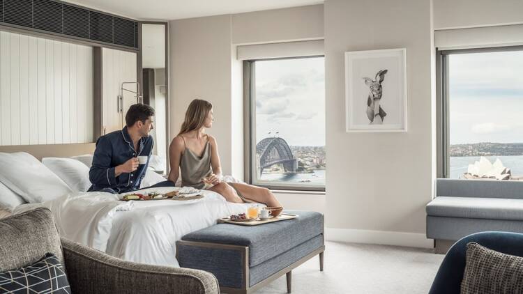 A view of Sydney Harbour being enjoyed by guests from their hotel room