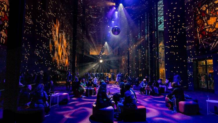 The NGV with mood lighting for NGV Friday Nights
