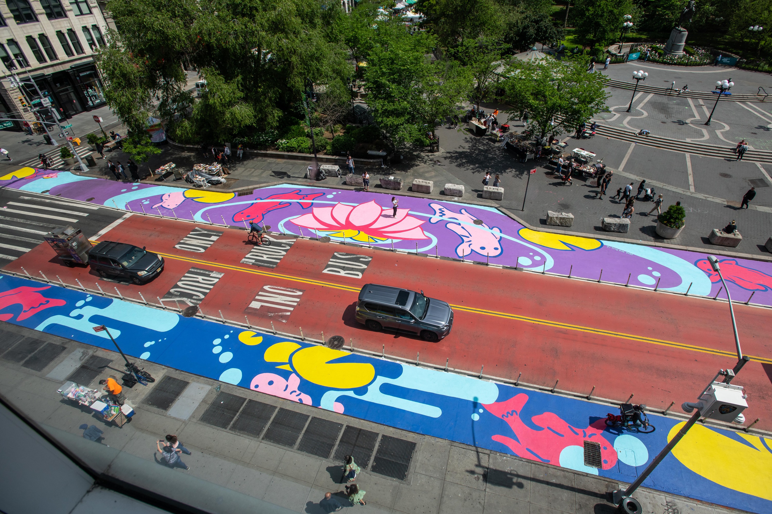 This giant street mural promoting peace has taken over Union Square