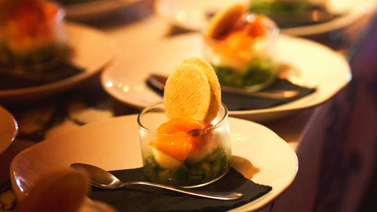 Entrees being plated at brunch