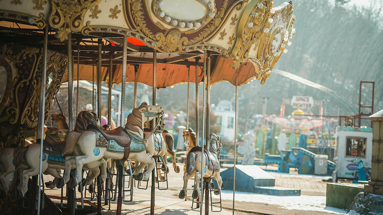 Snap whimsical photos at an abandoned theme park