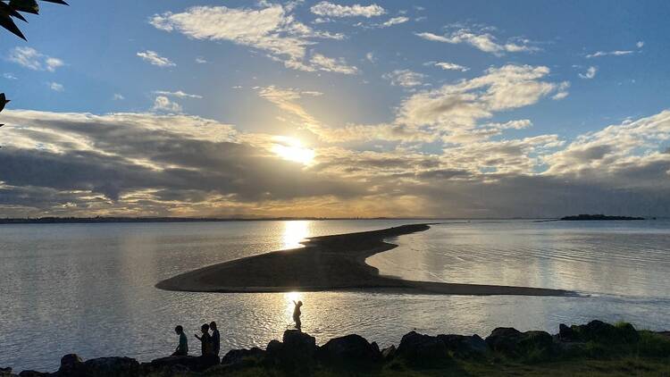 Sunset at Wellington Point revealing the sandbar