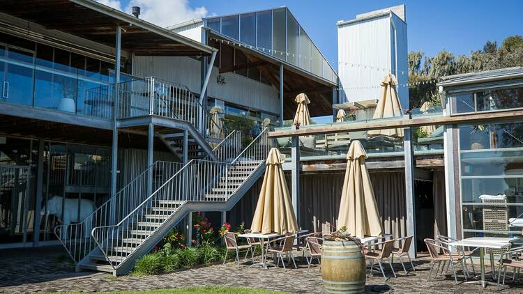 The two-level cellar door at a winery.