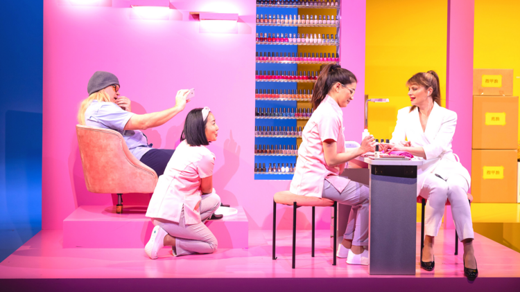 ohn Batchelor, Arisa Yura, Kimie Tsukakoshi and Amber McMahon in Sydney Theatre Company’s Top Coat , 2022.