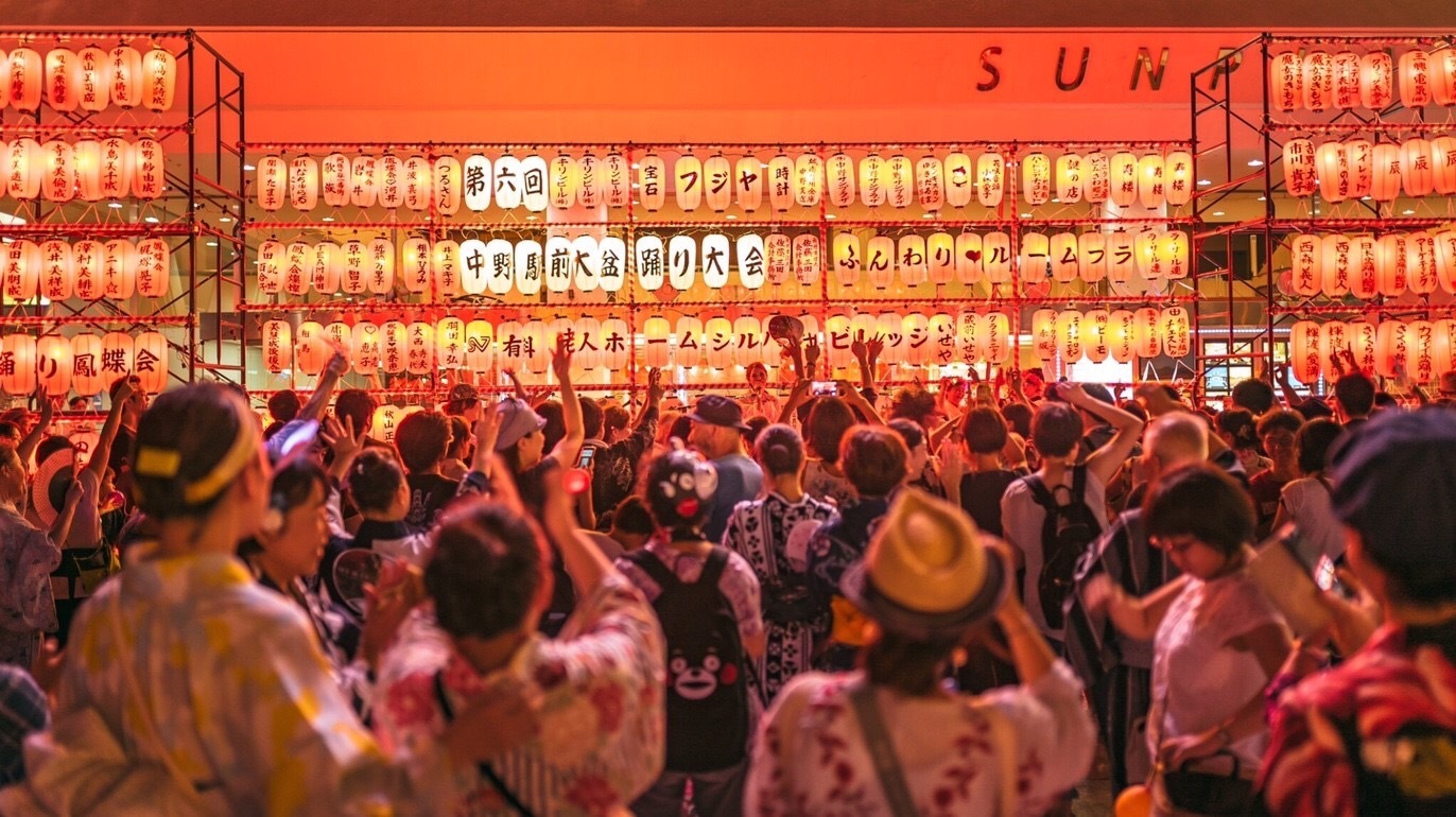 This Tokyo festival had people doing the Bon Odori dance to Abba and Bon  Jovi