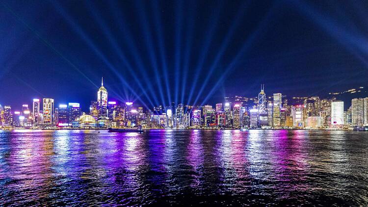 Enjoy a stunning light and sound show by the waterfront