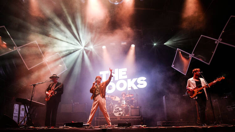 The Kooks performing on stage.