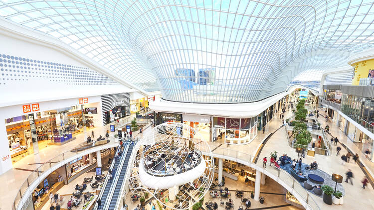 A wide shot of the inside of Chadstone Shopping Centre.