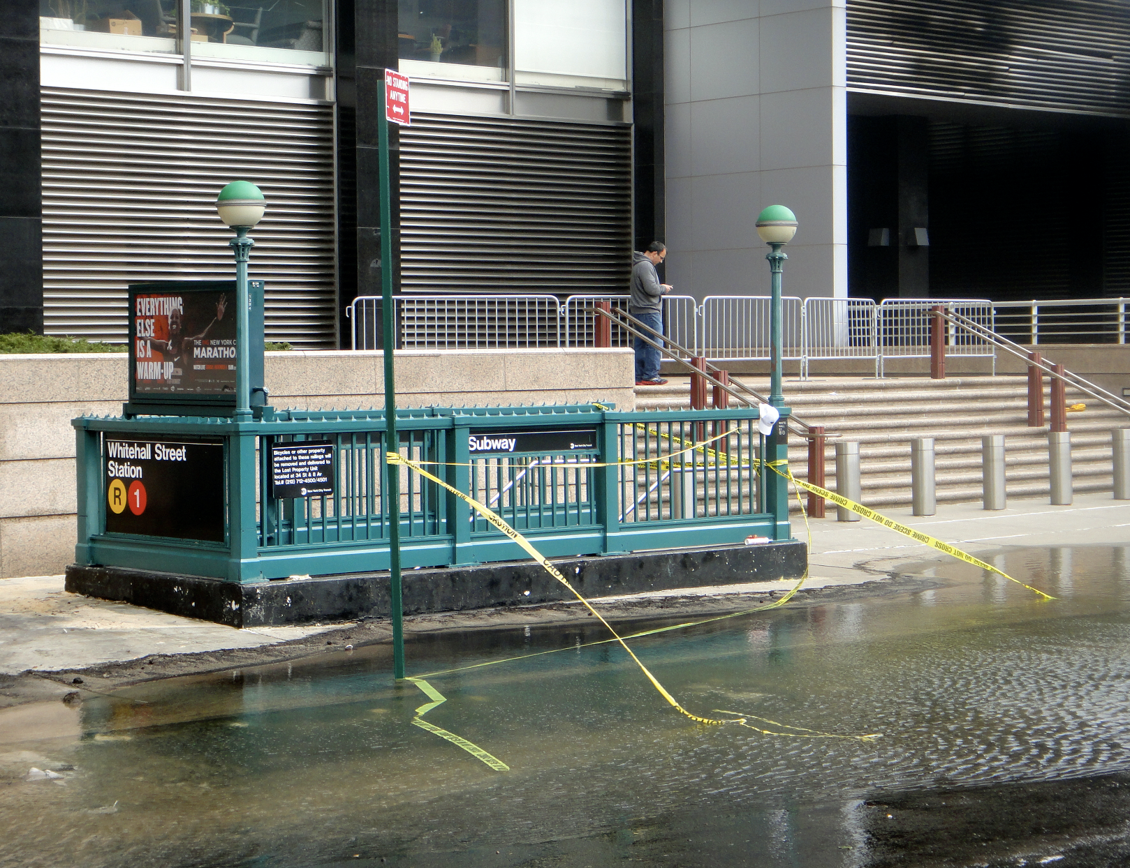 Yesterday's heavy rains turned subway stations into indoor waterfalls