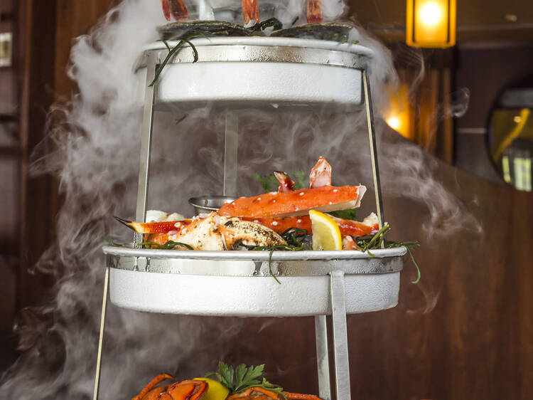 The Smoking Shellfish Tower at Ocean Prime