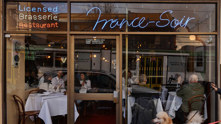 The exterior of France-Soir restaurant.