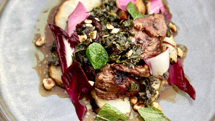 BBQ lamb with celeriac and radicchio