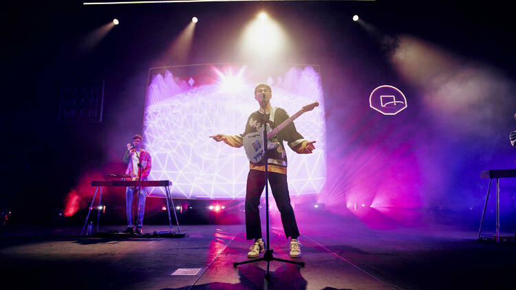 Glass Animals performing on stage at John Cain Arena.